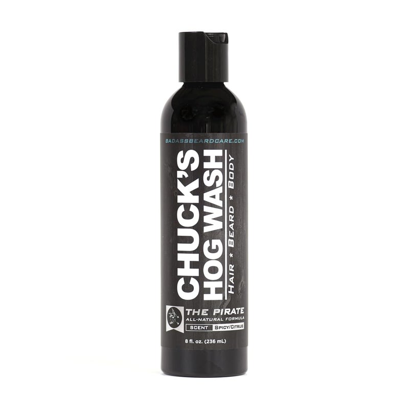Badass Beard Care Chuck's Hog Wash - All Natural Beard and Body Wash - The Pirate Scent, 8oz - Leaves Your Beard Softer than its Ever Been and is Suitable for Daily Use - Image 1